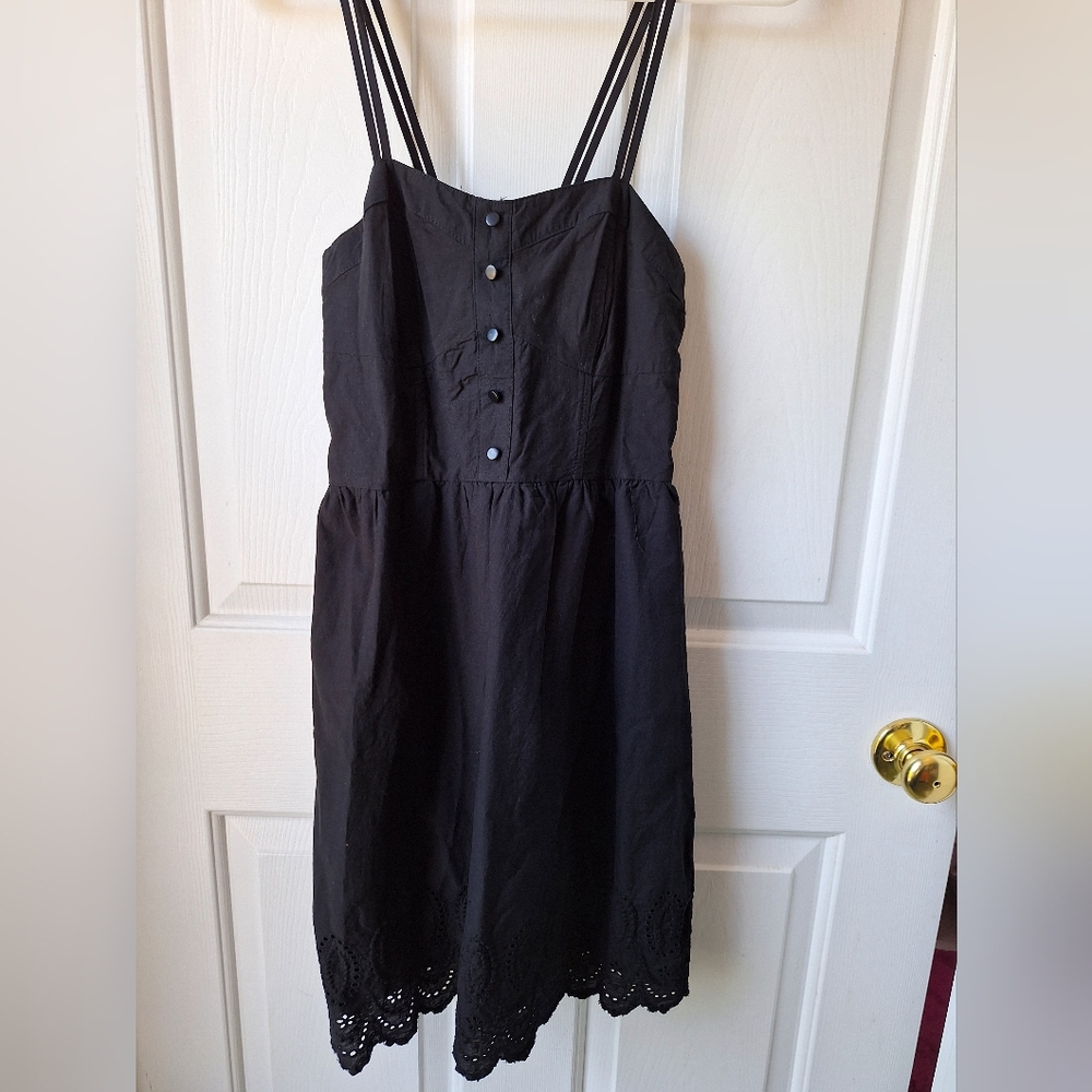 SM black Xhilaration short summer dress with double spaghetti straps.Eyelet hem.